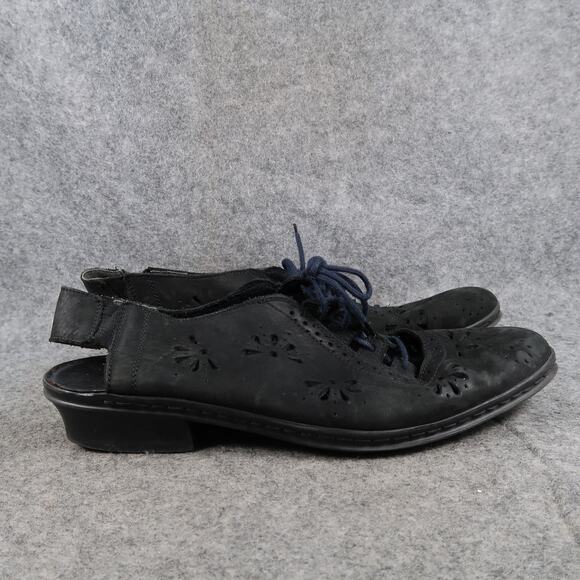 Rieker Shoes - Rieker Shoes Womens 42 Slingback Closed Toe Lace Up Sandal Black Leather Comfort